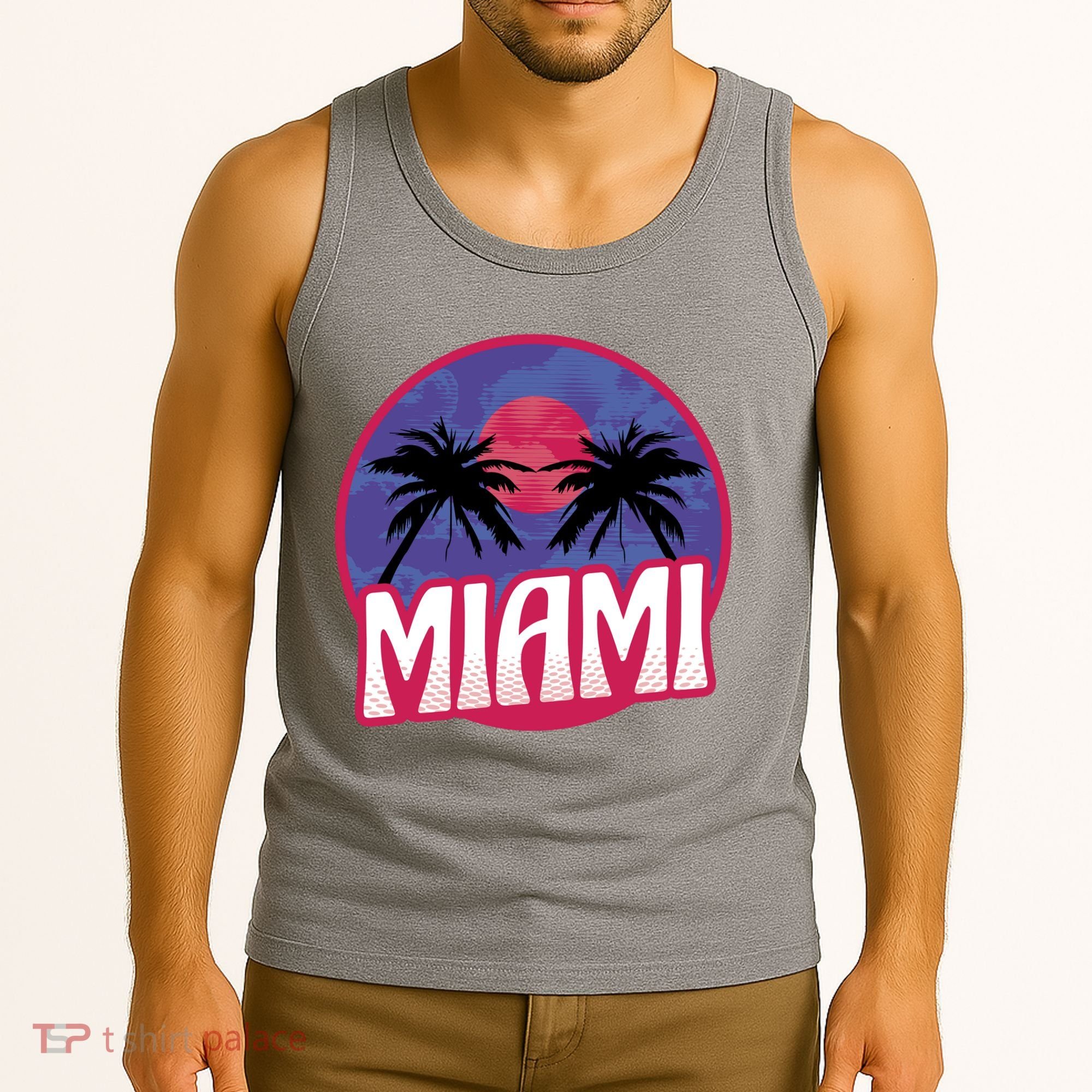 Retro Miami Sunset Palm Tree Tank Top