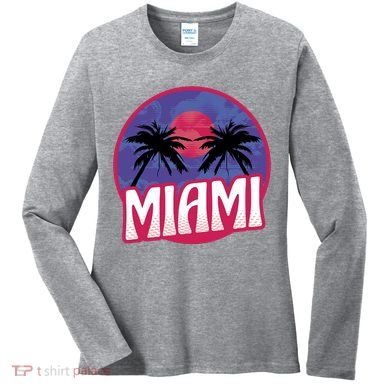 Retro Miami Sunset Palm Tree Women's Long Sleeve Shirt