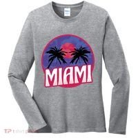 Retro Miami Sunset Palm Tree Women's Long Sleeve Shirt thumb 0