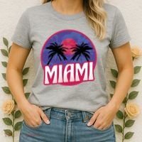 Retro Miami Sunset Palm Tree Women's T-Shirt thumb 2