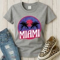 Retro Miami Sunset Palm Tree Women's T-Shirt thumb 3