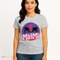 Retro Miami Sunset Palm Tree Women's T-Shirt thumb 4