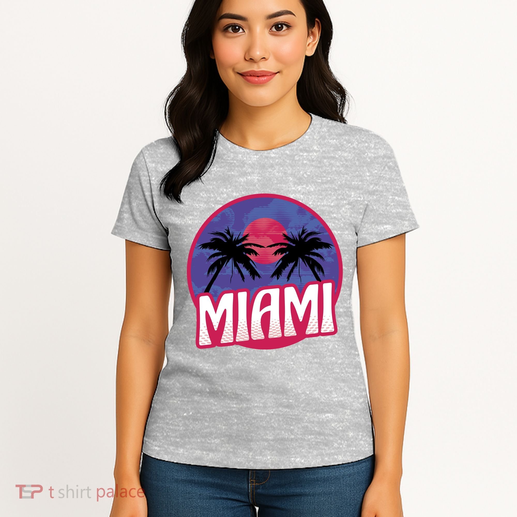 Retro Miami Sunset Palm Tree Women's T-Shirt