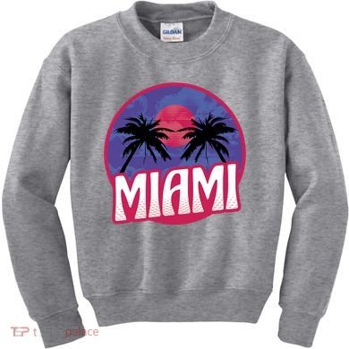 Retro Miami Sunset Palm Tree Kids Sweatshirt