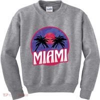Retro Miami Sunset Palm Tree Kids Sweatshirt thumb 0