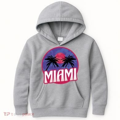 Retro Miami Sunset Palm Tree Kids Hoodie