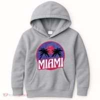 Retro Miami Sunset Palm Tree Kids Hoodie thumb 0