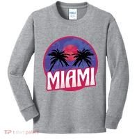 Retro Miami Sunset Palm Tree Kids Long Sleeve Shirt thumb 0