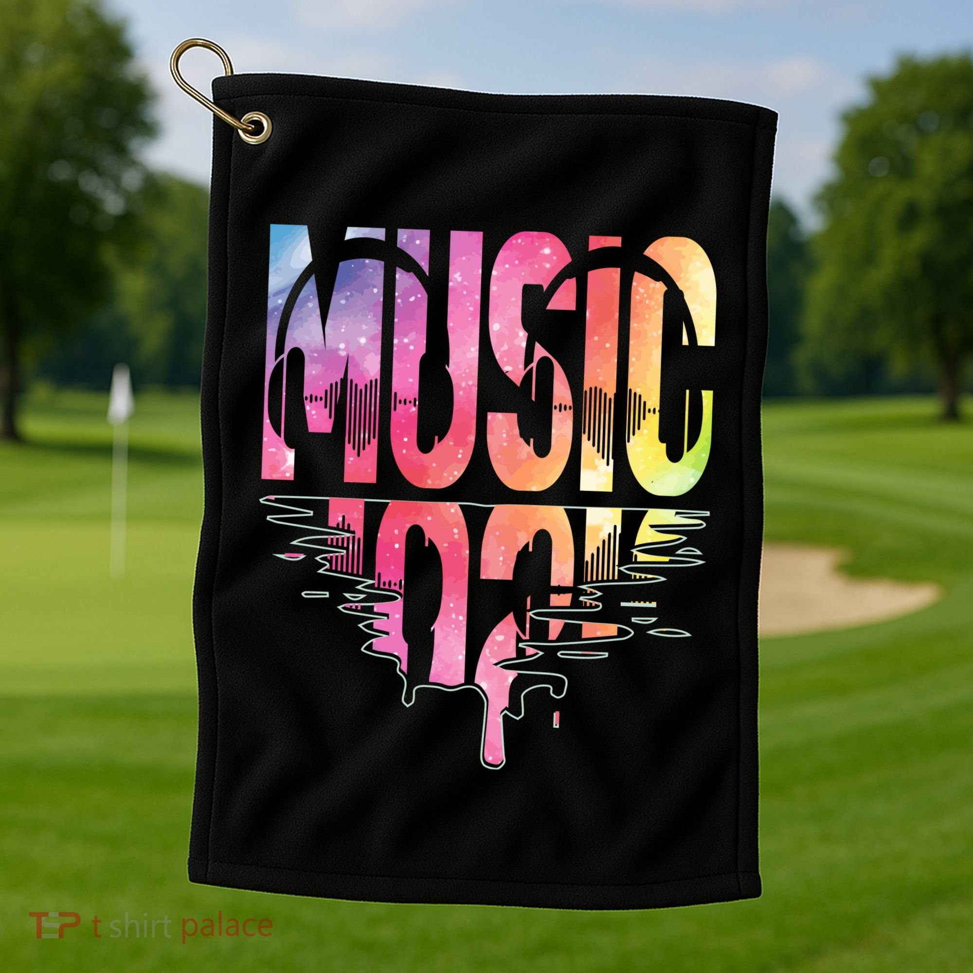 Retro Music Sunset Golf Towel