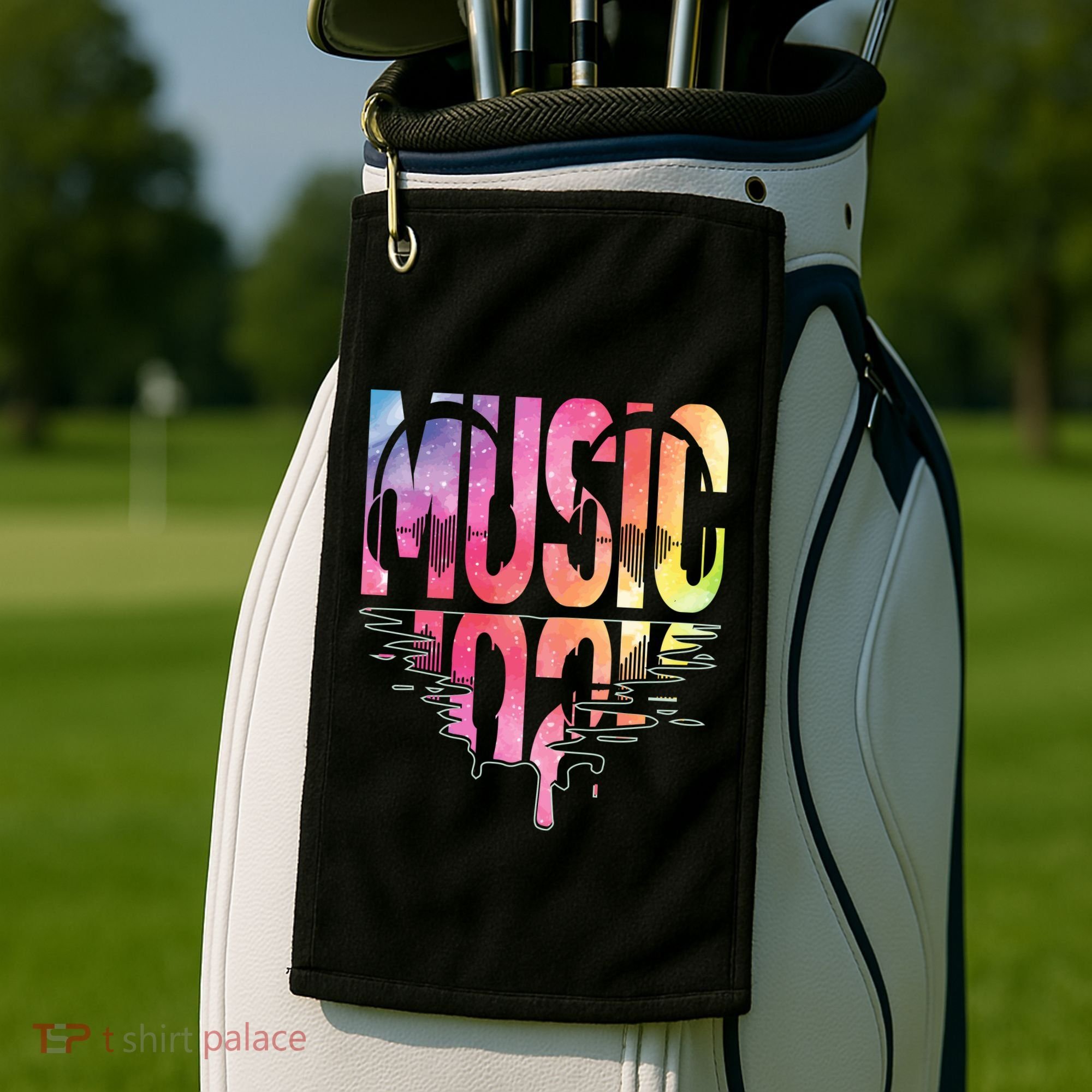 Retro Music Sunset Golf Towel