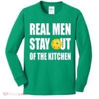 Real Men Say Out Of The Kitchen Pickleball Funny Kids Long Sleeve Shirt thumb 0