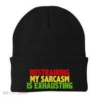Restraining My Sarcasm Is Exhausting Beanie thumb 0
