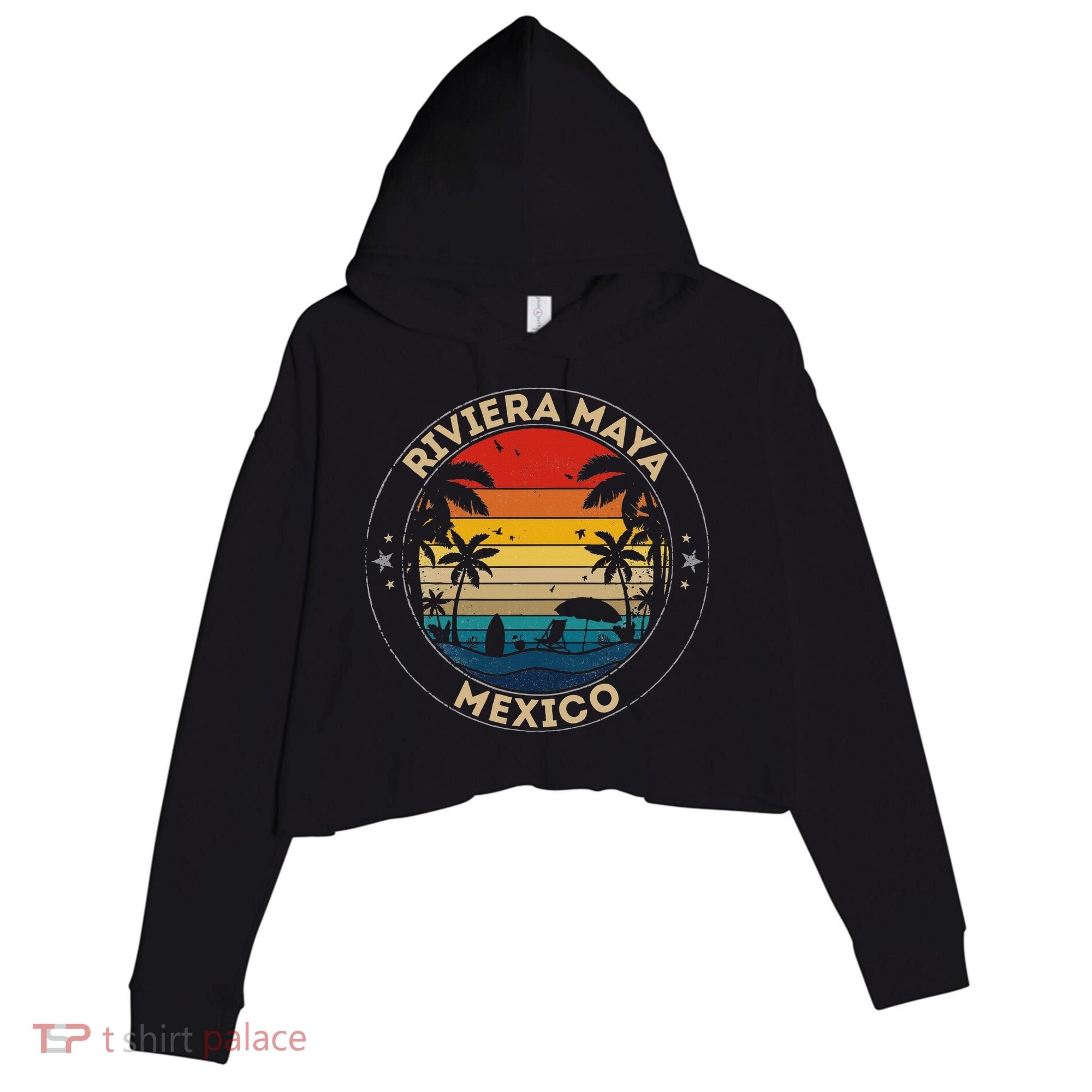 Riviera Maya Souvenir Mexico Reminder Crop Fleece Hoodie