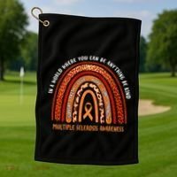 Rainbow Multiple Sclerosis Where You Can Be Anything Be Kind Funny Gift Golf Towel thumb 1