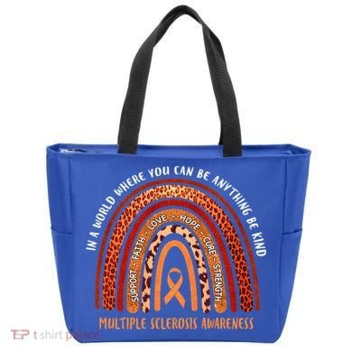 Rainbow Multiple Sclerosis Where You Can Be Anything Be Kind Funny Gift Tote Bag