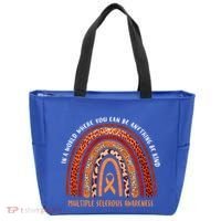 Rainbow Multiple Sclerosis Where You Can Be Anything Be Kind Funny Gift Tote Bag thumb 0
