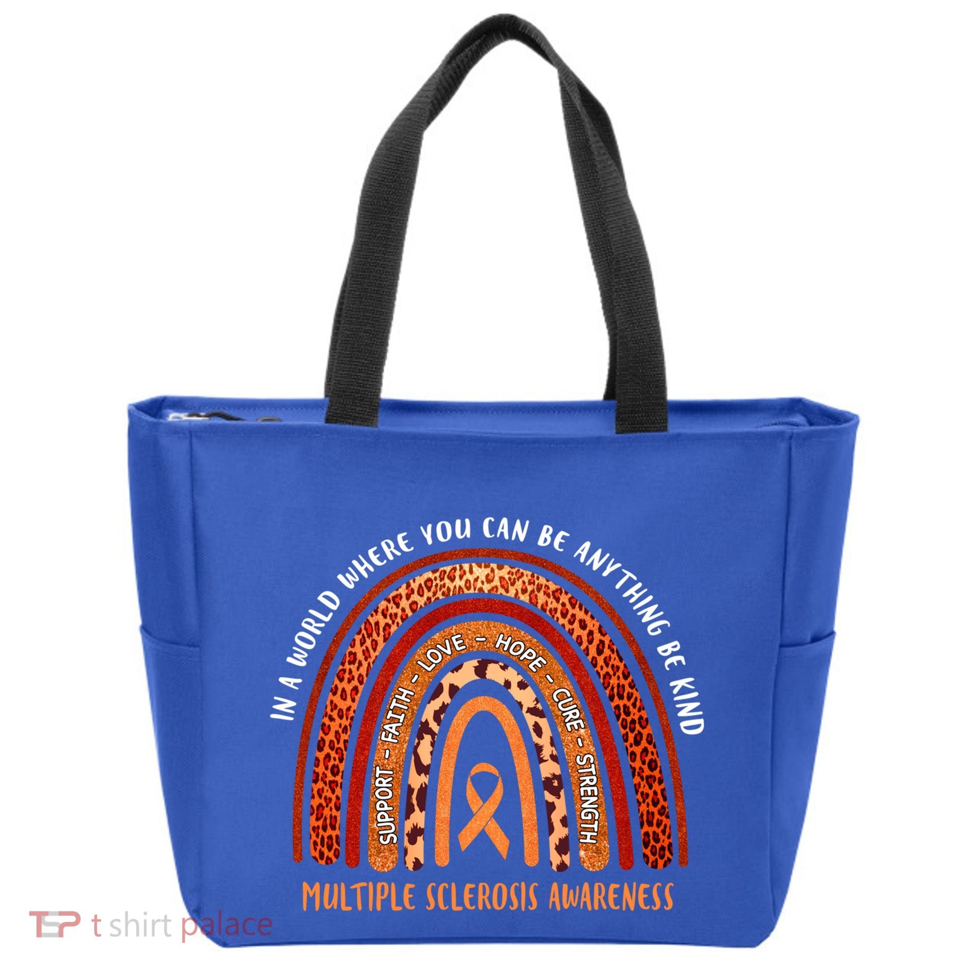 Rainbow Multiple Sclerosis Where You Can Be Anything Be Kind Funny Gift Tote Bag
