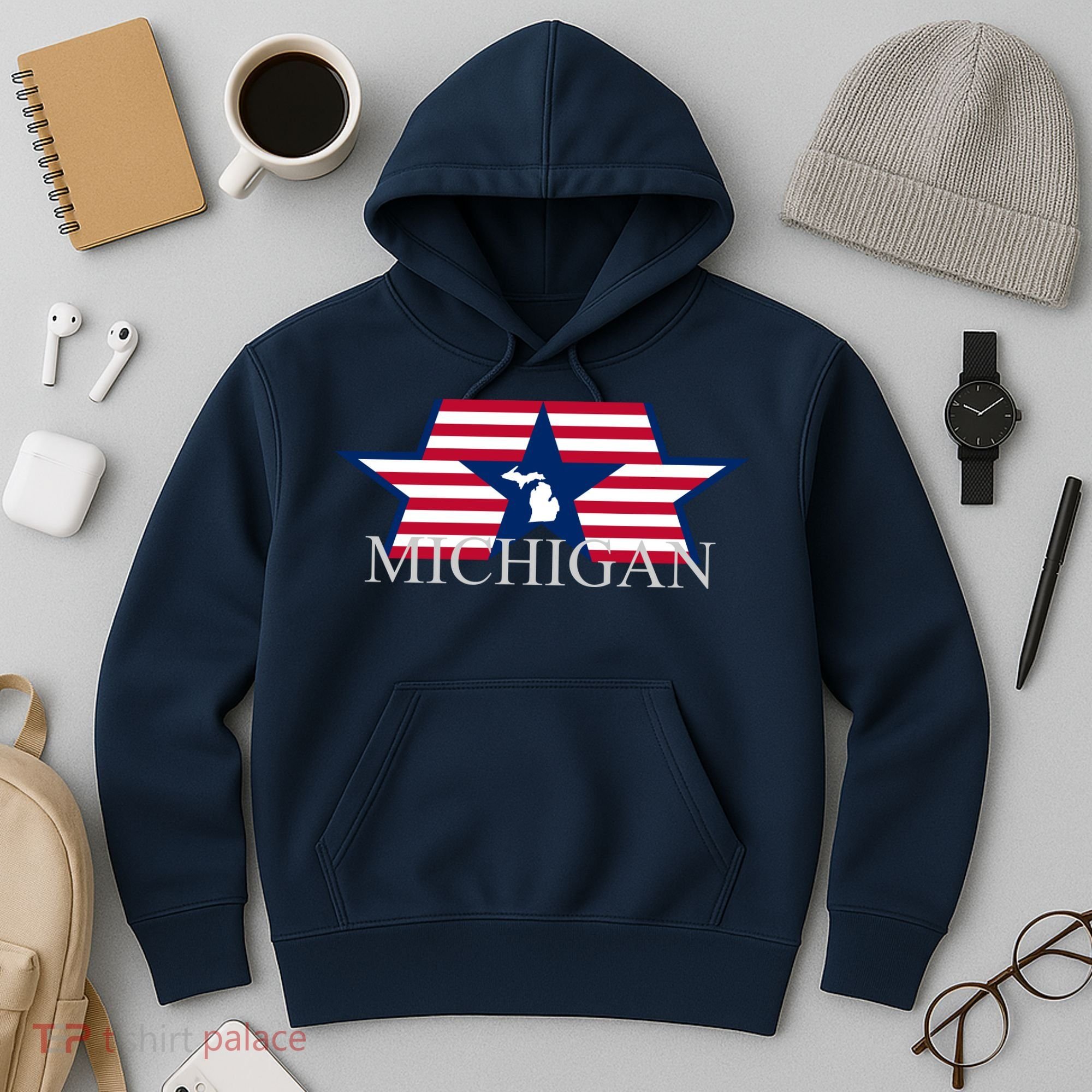 Retro Michigan Star Map Hoodie