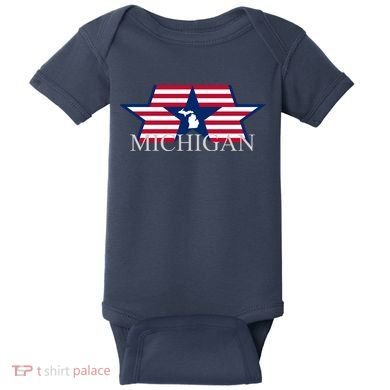 Retro Michigan Star Map Baby Bodysuit
