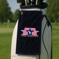 Retro Michigan Star Map Golf Towel thumb 2