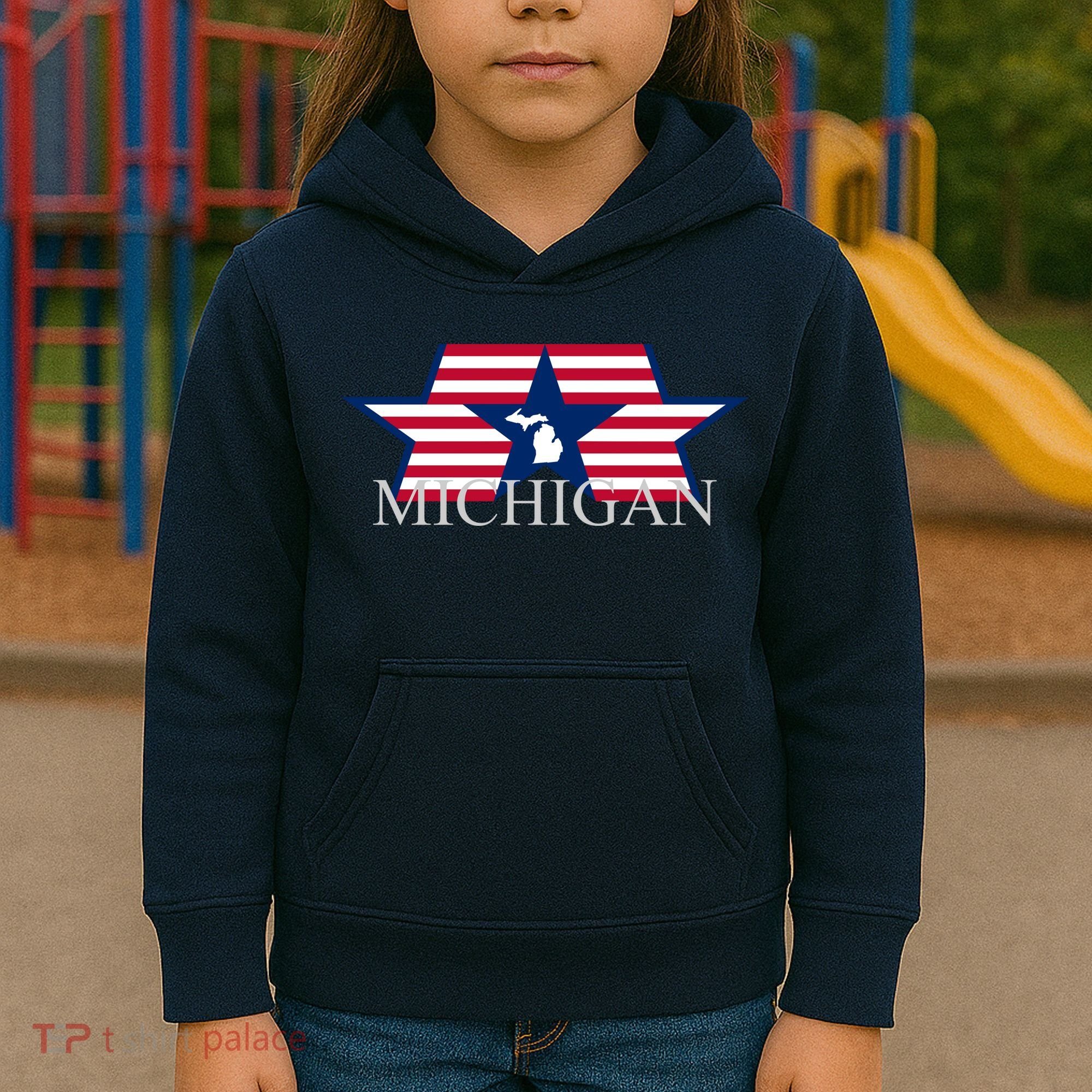 Retro Michigan Star Map Kids Hoodie