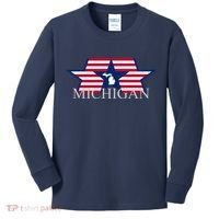 Retro Michigan Star Map Kids Long Sleeve Shirt thumb 0