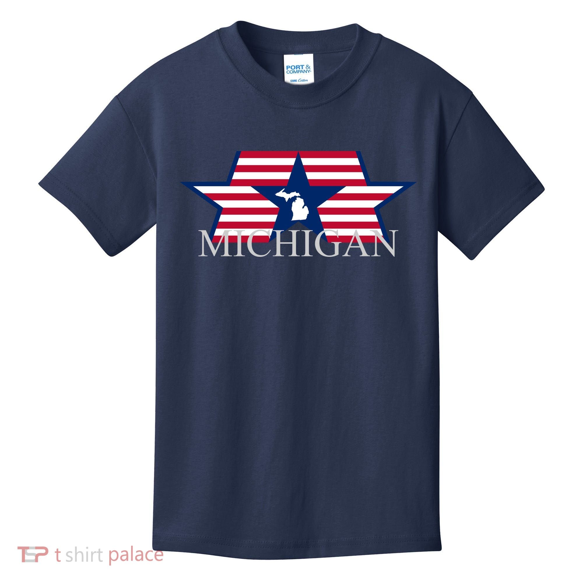 Retro Michigan Star Map Kids T-Shirt