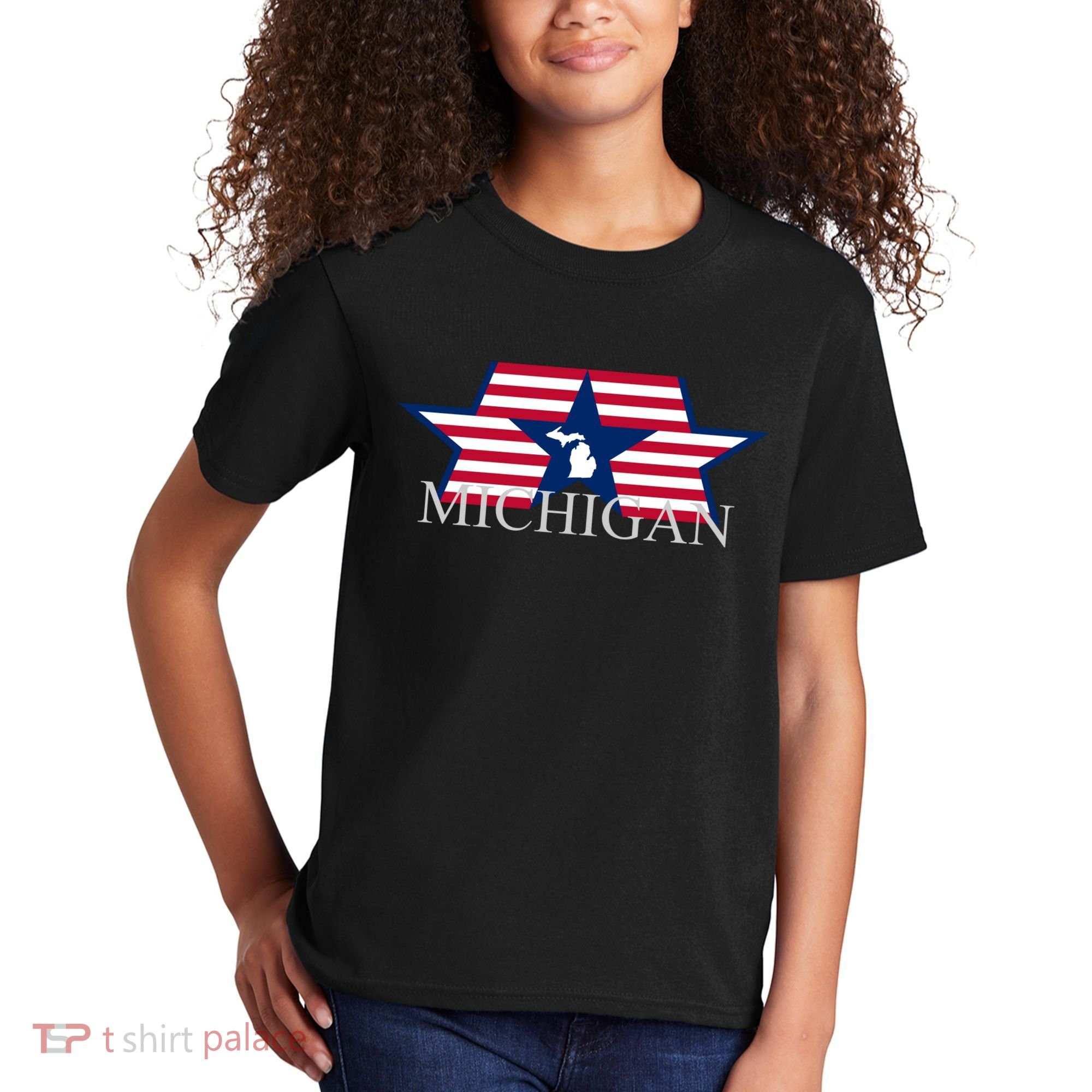 Retro Michigan Star Map Kids T-Shirt