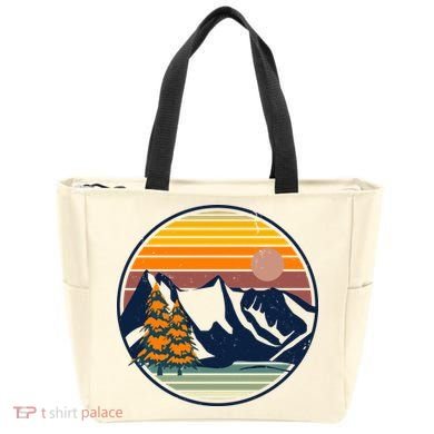 Retro Mountain Sunset Nature Tote Bag