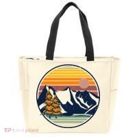 Retro Mountain Sunset Nature Tote Bag thumb 0