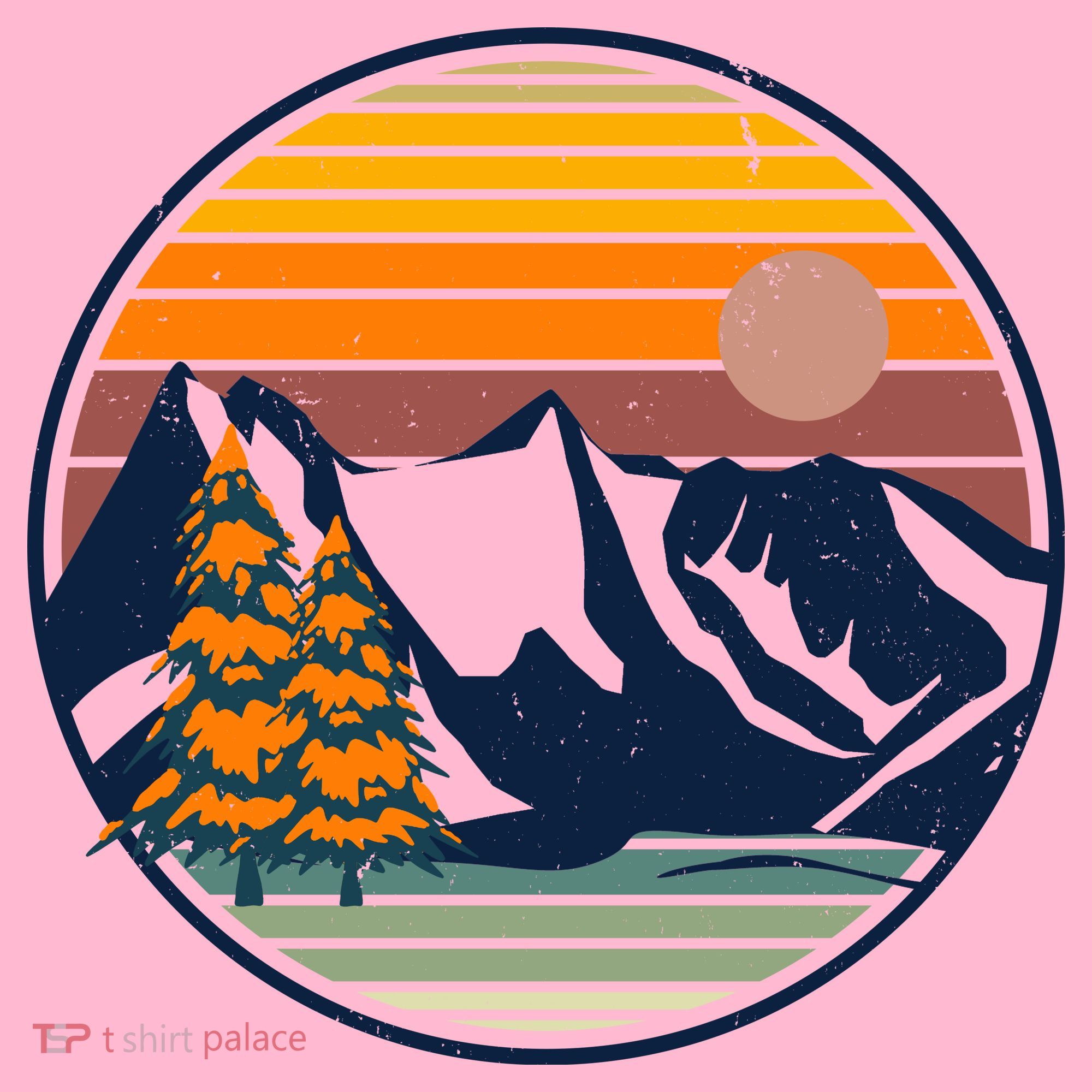 Retro Mountain Sunset Nature Coaster