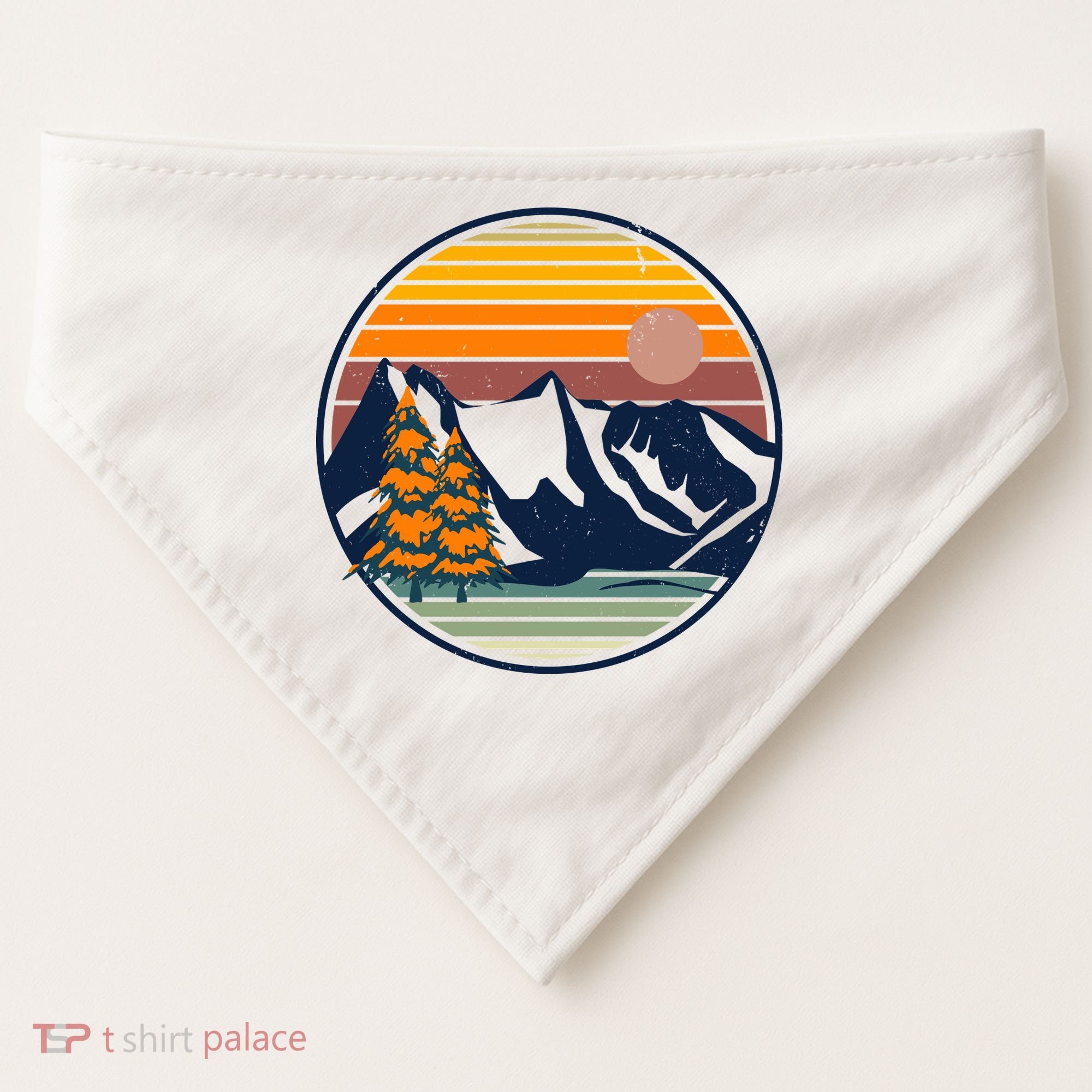 Retro Mountain Sunset Nature USA-Made Doggie Bandana
