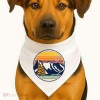 Retro Mountain Sunset Nature USA-Made Doggie Bandana thumb 1