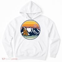 Retro Mountain Sunset Nature Hoodie thumb 0