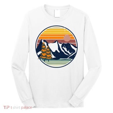 Retro Mountain Sunset Nature Long Sleeve Shirt