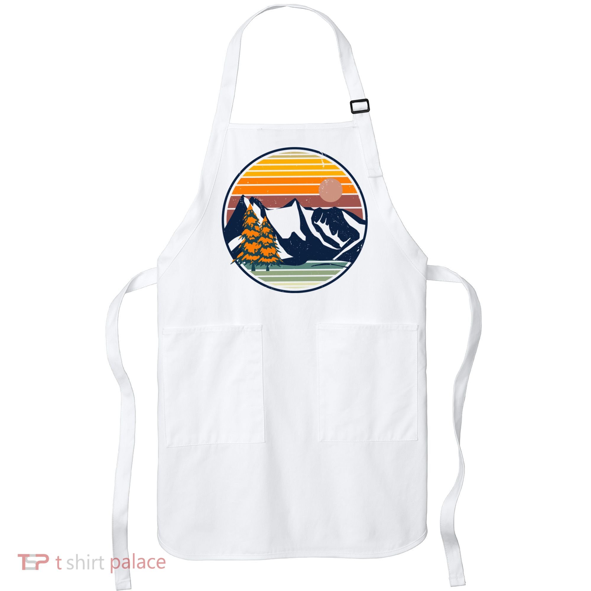Retro Mountain Sunset Nature Apron