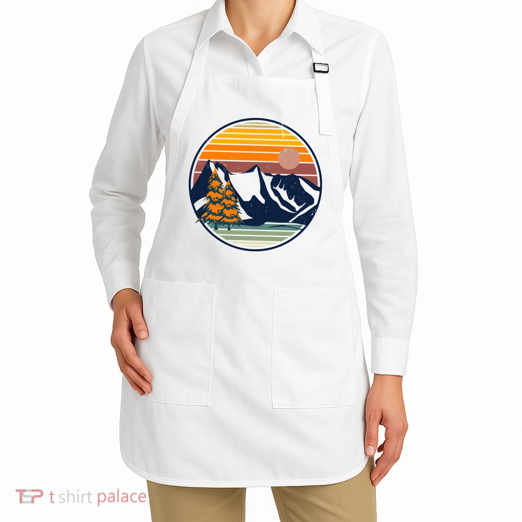 Retro Mountain Sunset Nature Apron