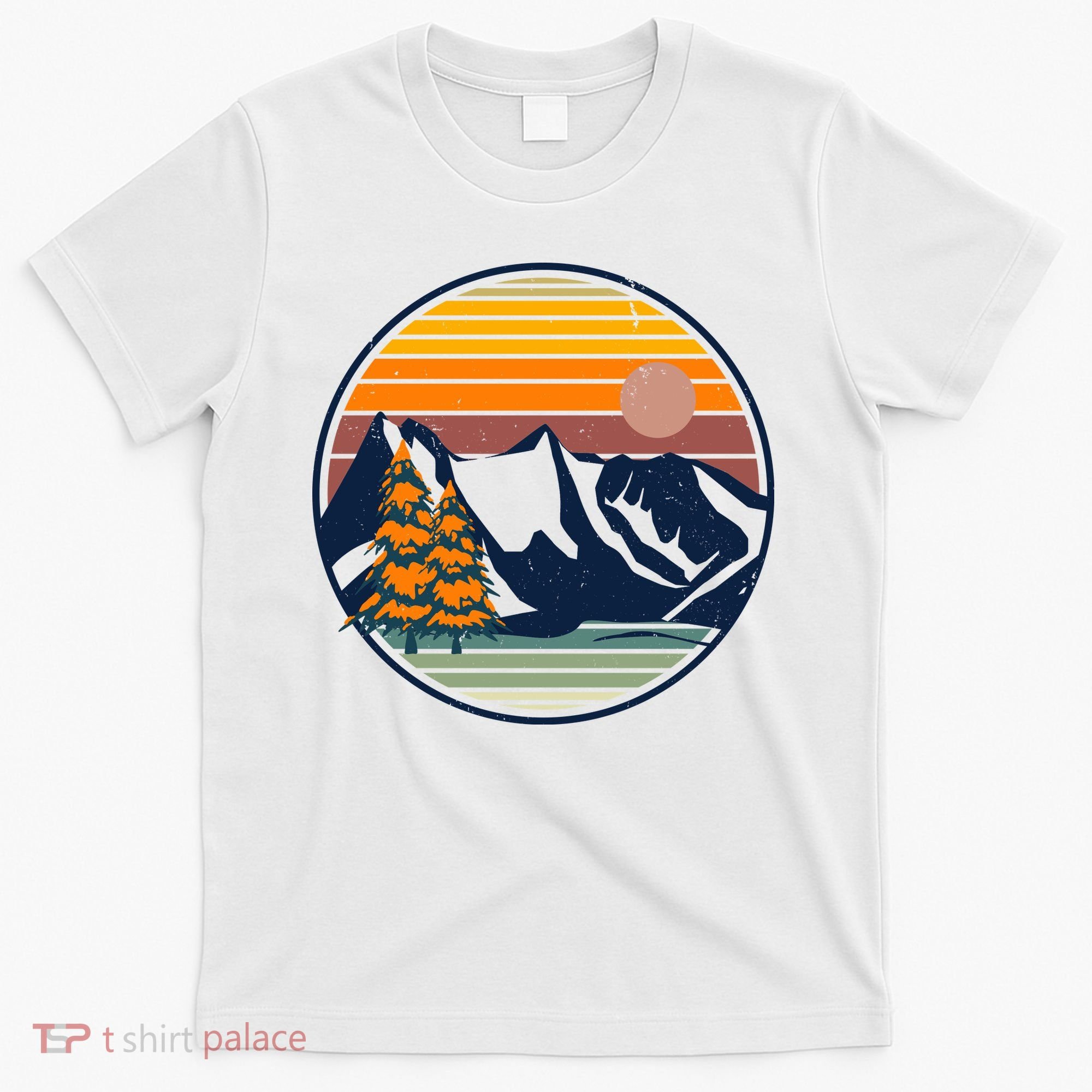 Retro Mountain Sunset Nature T-Shirt