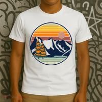 Retro Mountain Sunset Nature T-Shirt thumb 3