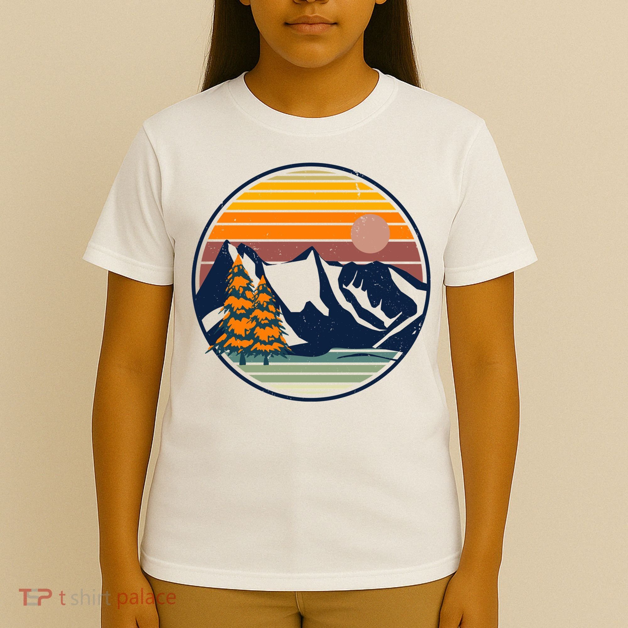 Retro Mountain Sunset Nature T-Shirt