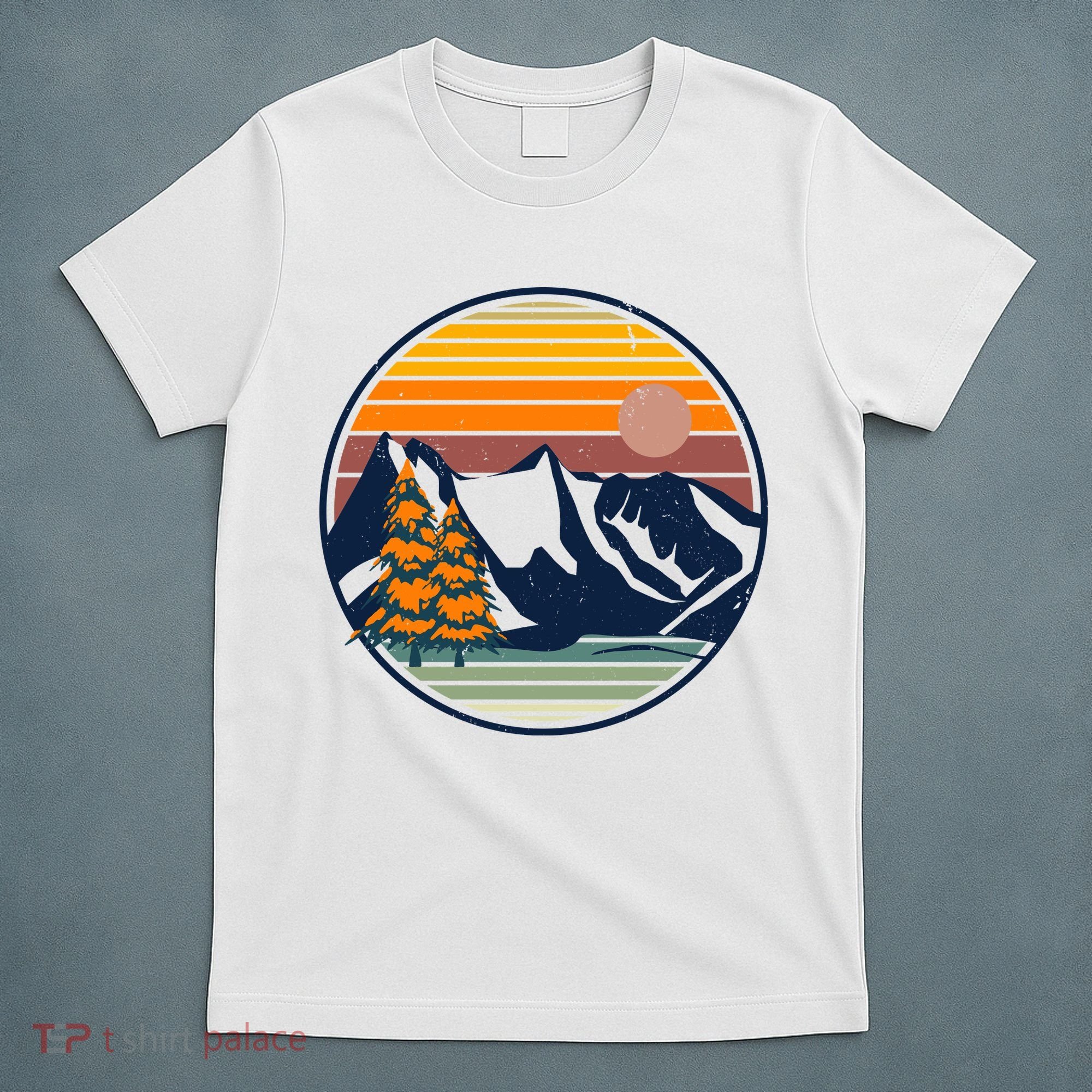 Retro Mountain Sunset Nature T-Shirt