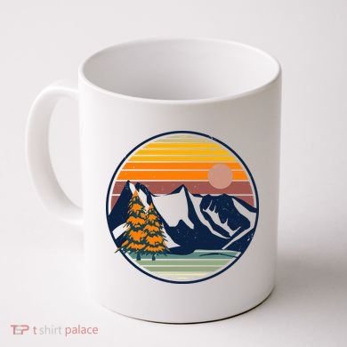 Retro Mountain Sunset Nature Coffee Mug