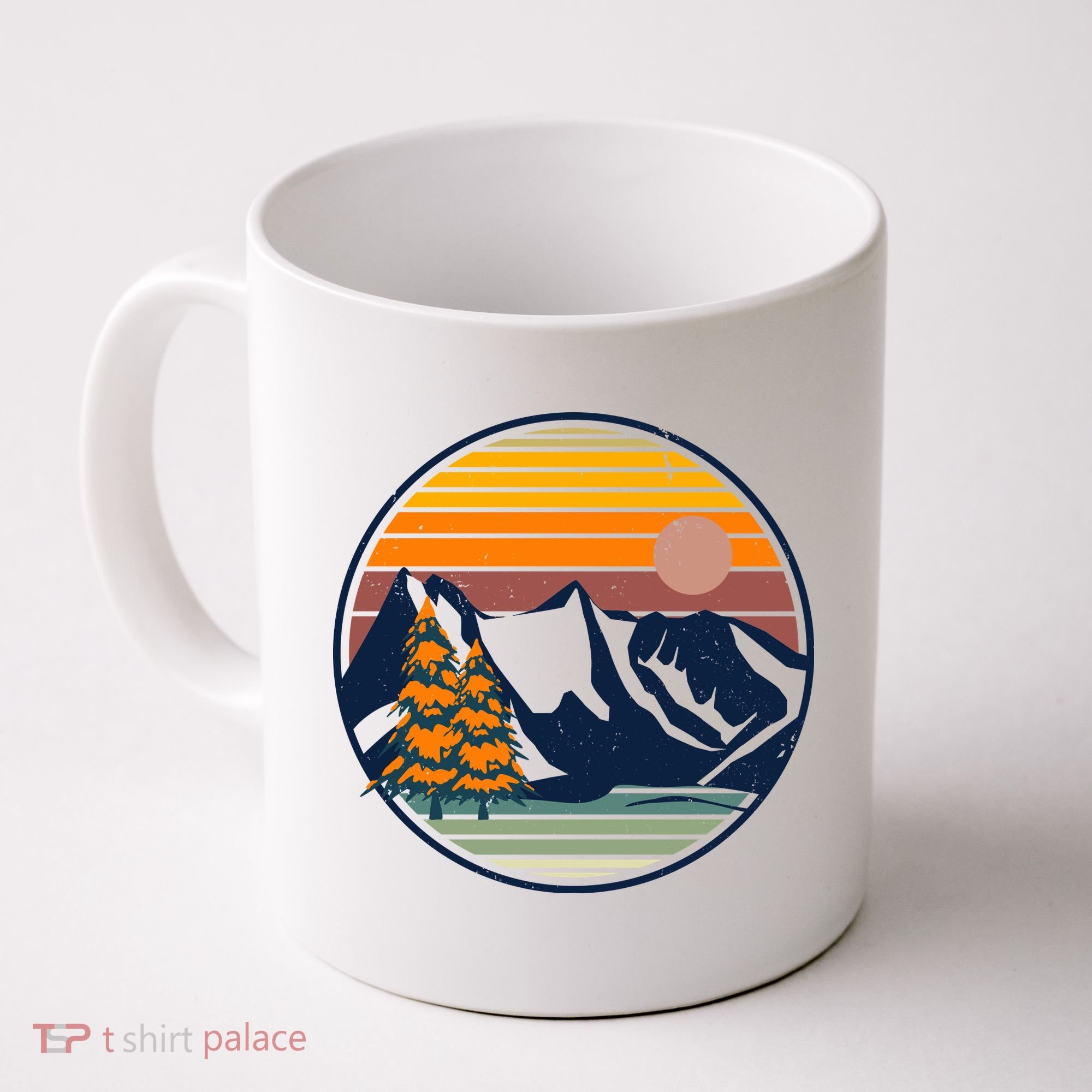 Retro Mountain Sunset Nature Coffee Mug