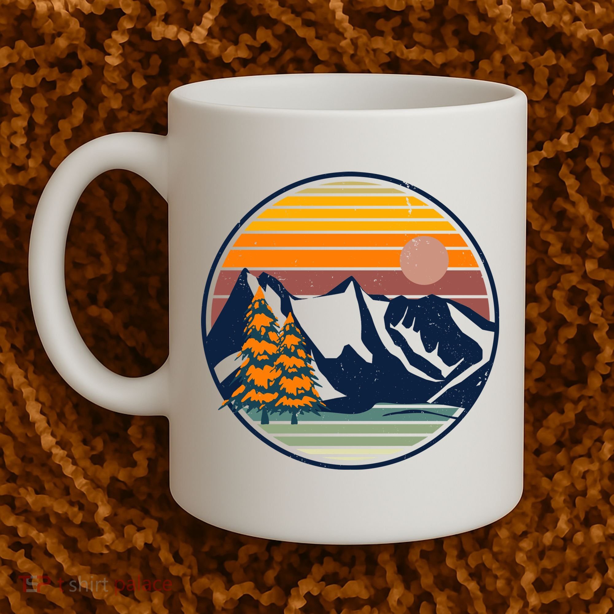 Retro Mountain Sunset Nature Coffee Mug