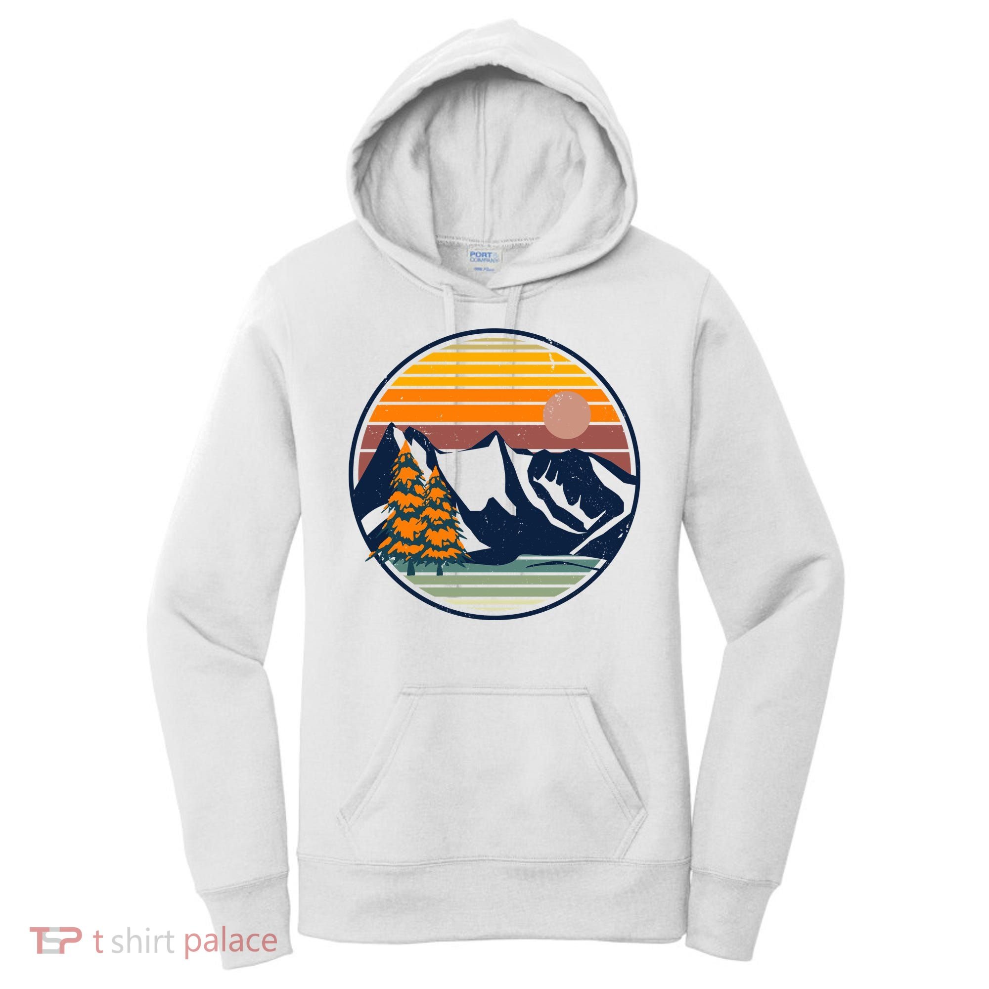 Retro Mountain Sunset Nature Women's Hoodie