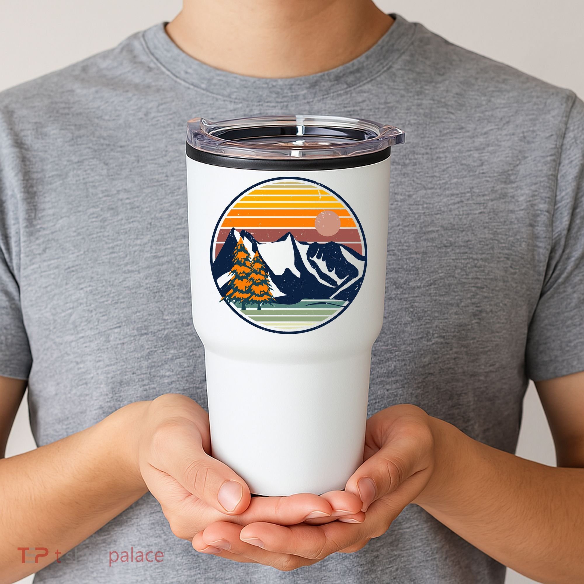 Retro Mountain Sunset Nature Tumbler