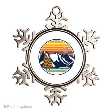 Retro Mountain Sunset Nature Ornament