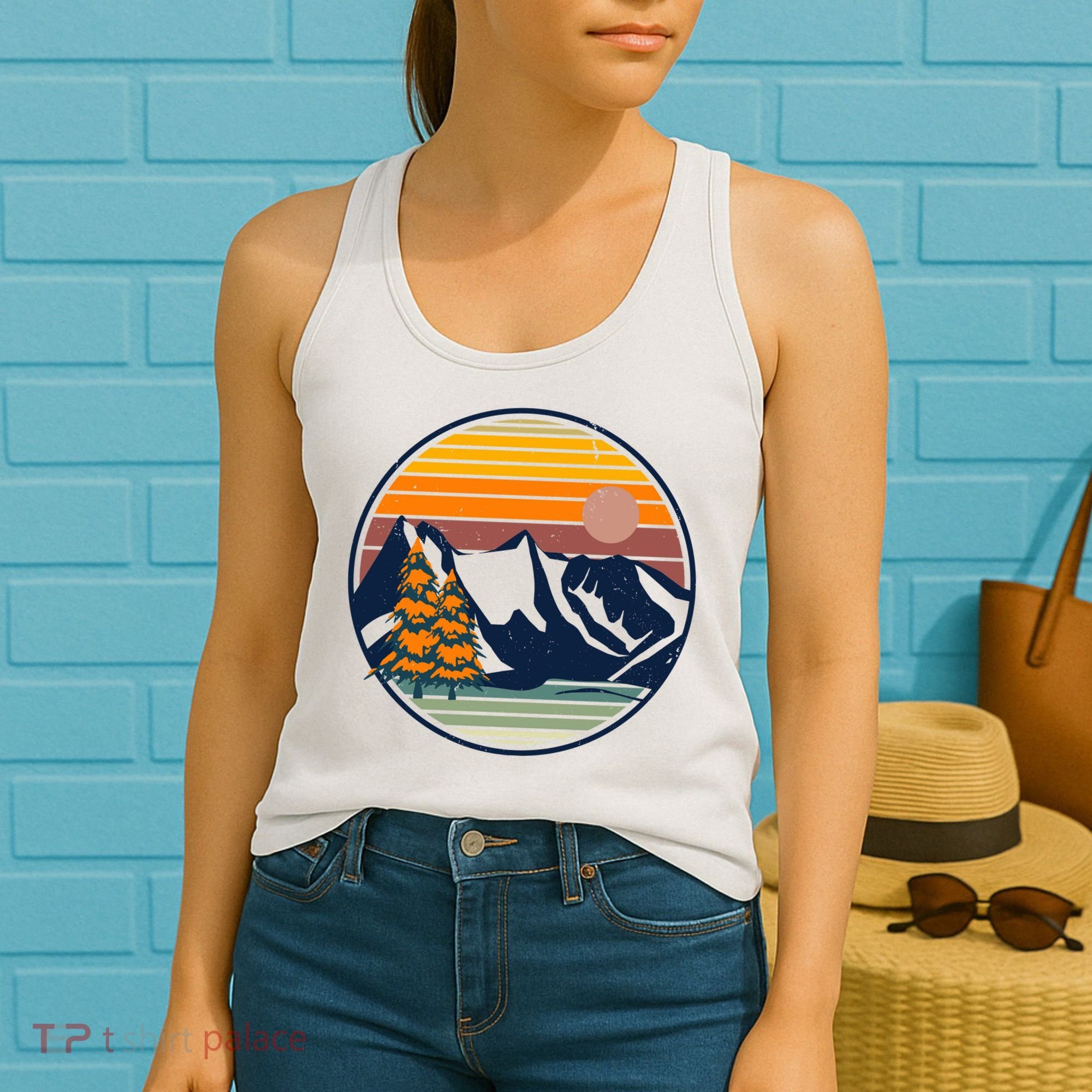 Retro Mountain Sunset Nature Women's Tank Top