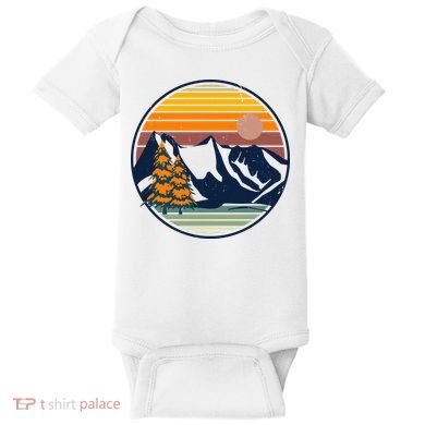 Retro Mountain Sunset Nature Baby Bodysuit