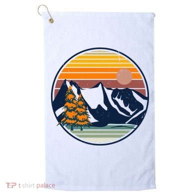 Retro Mountain Sunset Nature Golf Towel